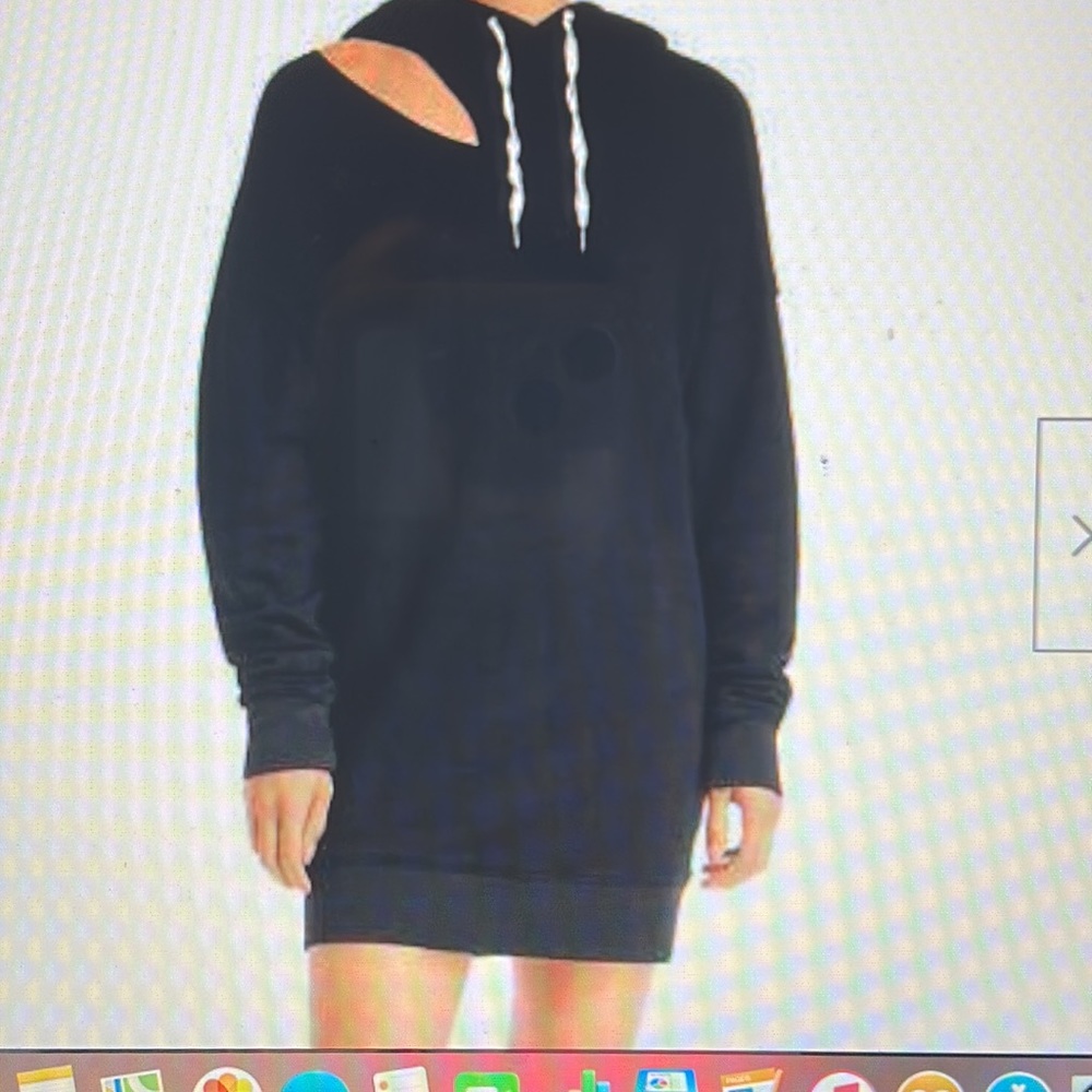 Philanthropy Womens Frances Cut- Out Hooded Mini Sweatshirt Dress Size Large